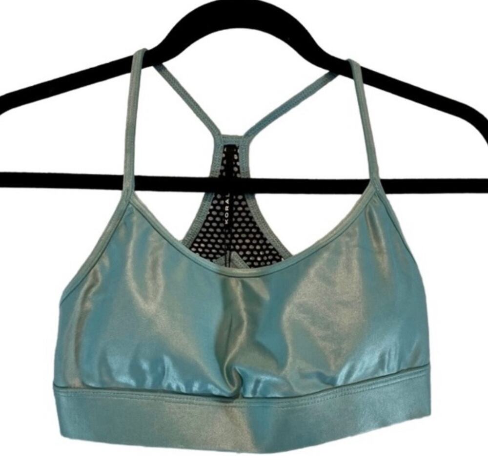 Koral Slate Mesh Back Blue Sports Bra - Size Small